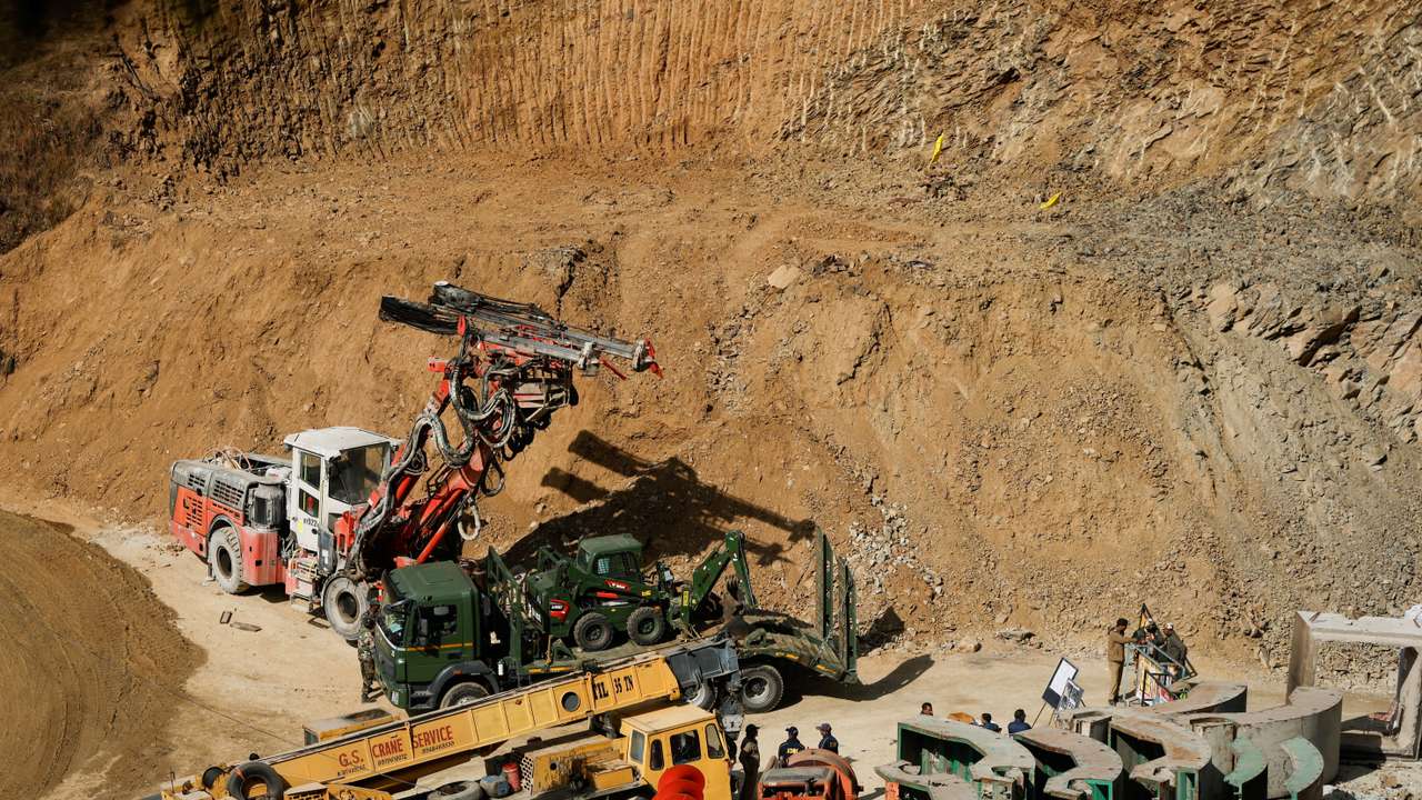 Rescue operations in progress after workers got trapped in a tunnel collapse, in Uttarkashi
