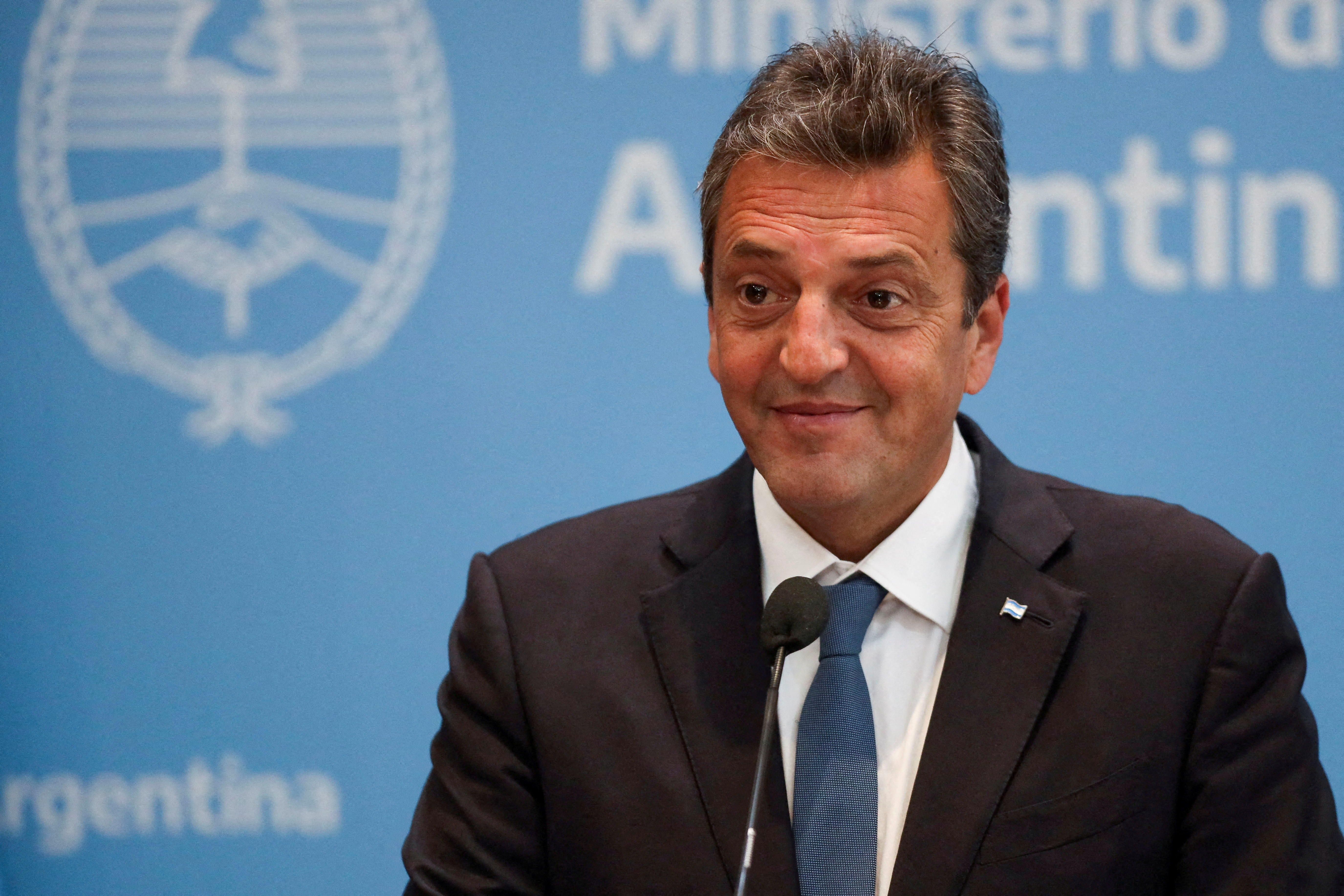 FILE PHOTO: Argentina's presidential candidate Sergio Massa holds a press conference, in Buenos Aires