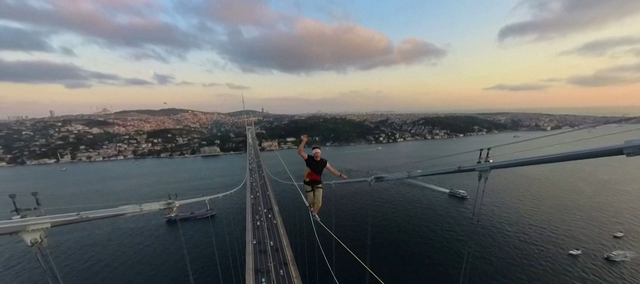 Estonian man walks on slackline from Asia to Europe