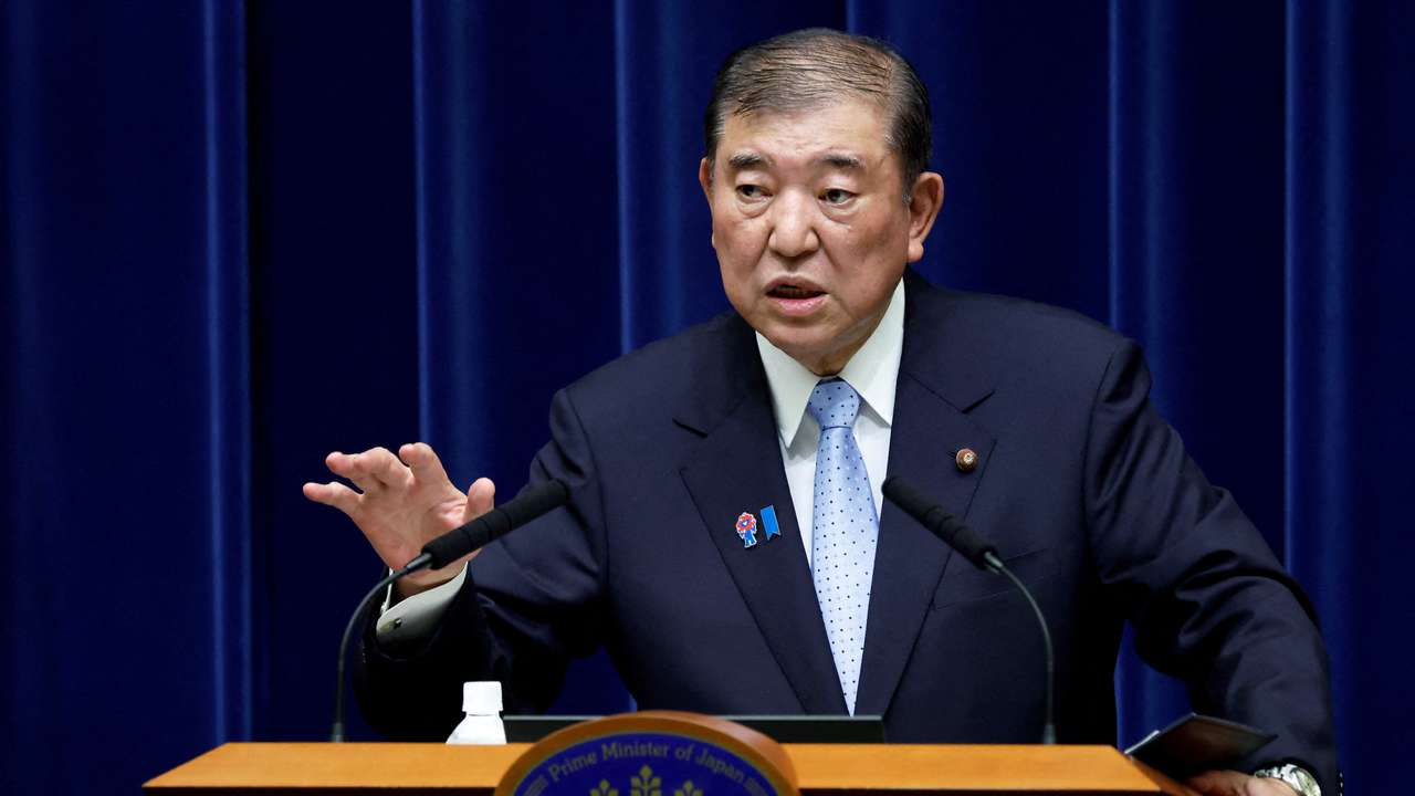 Japan's Prime Minister Shigeru Ishiba attends a press conference in Tokyo