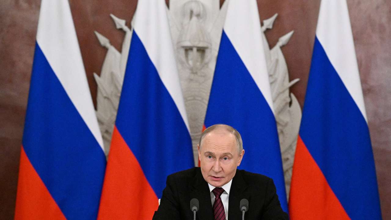 Russian President Vladimir Putin gives a statement to the media in Moscow