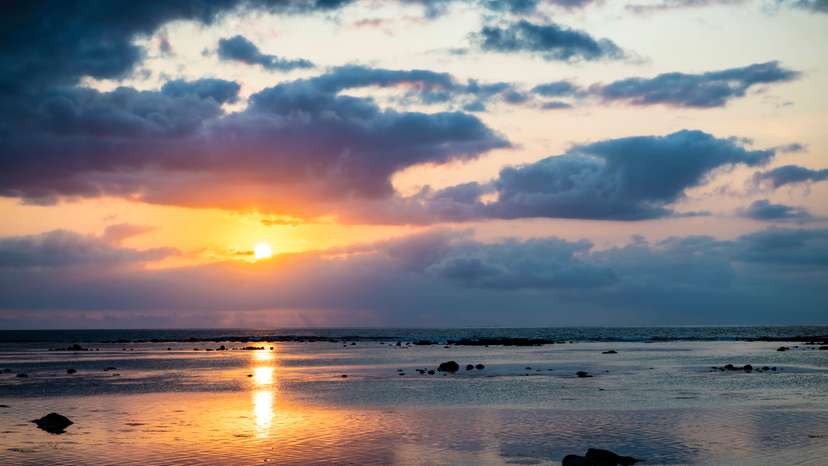Sonnenuntergang, Flic en Flac Beach, Strand, Westk�ste, indischer Ozean, Insel, Mauritius mcpins *** Sunset, Flic en Fla
