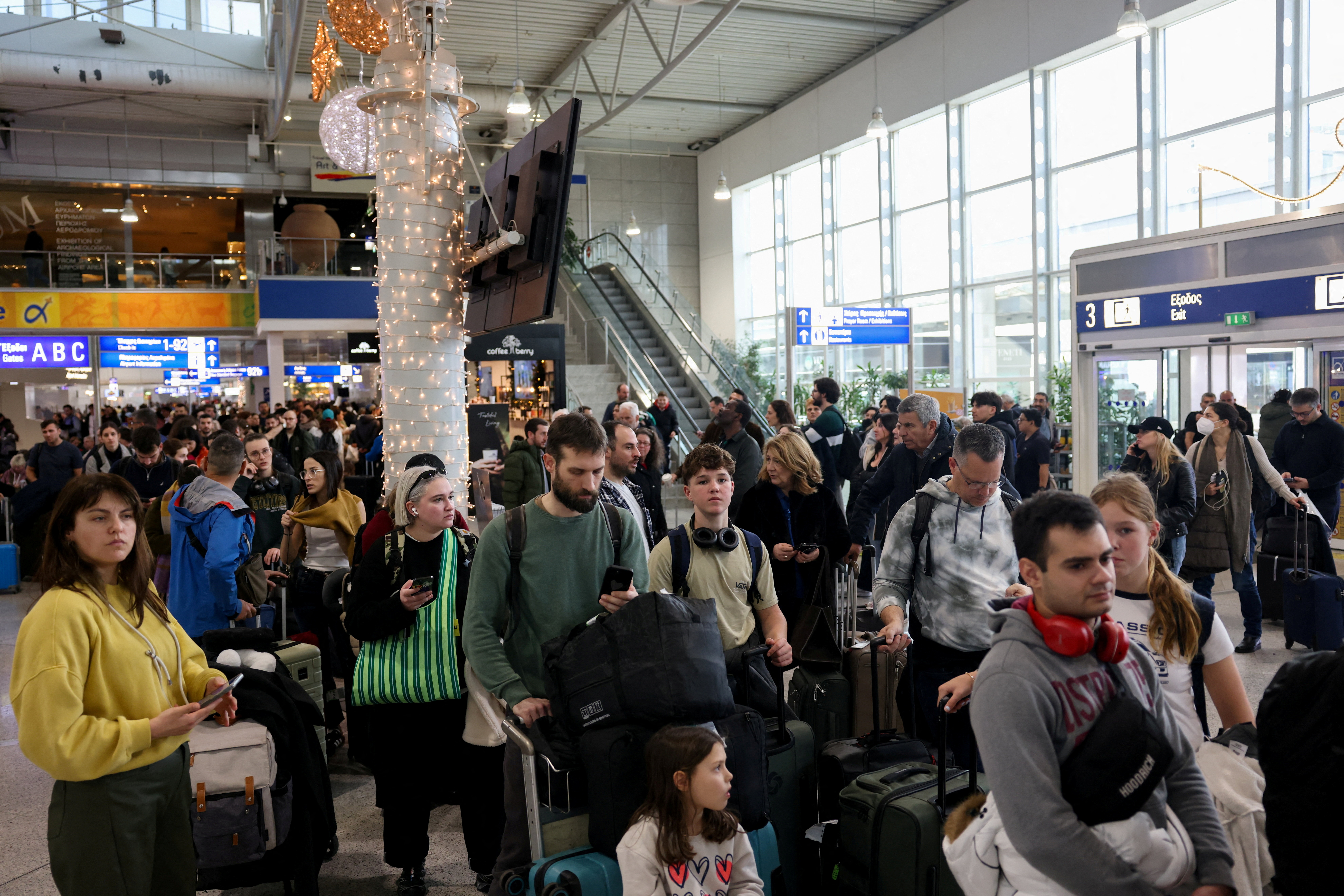 FILE PHOTO: Suspended arrivals and departures across airports in Greece after unspecified issues affecting radio frequencies, in Athens