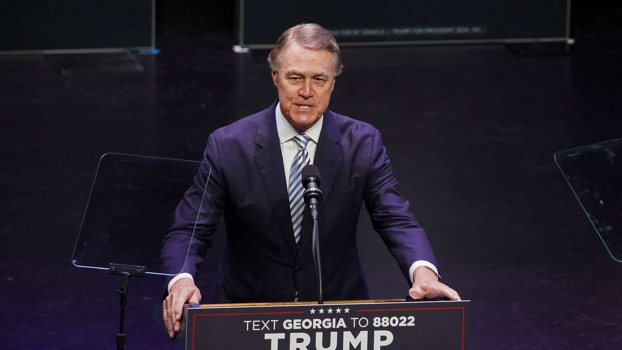 Former U.S. President Donald Trump holds a campaign event at the Johnny Mercer Theatre Civic Center in Savannah