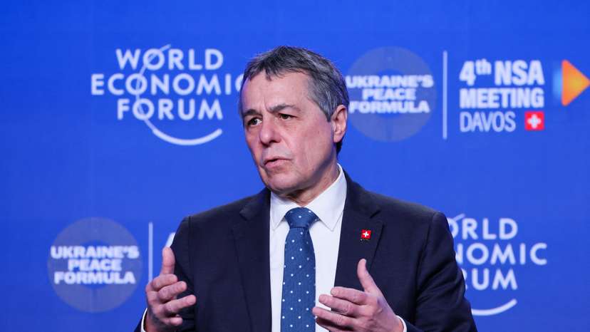 Swiss Federal Councillor Cassis holds a press conference ahead of the fourth National Security Advisers' (NSA) meeting, in Davos