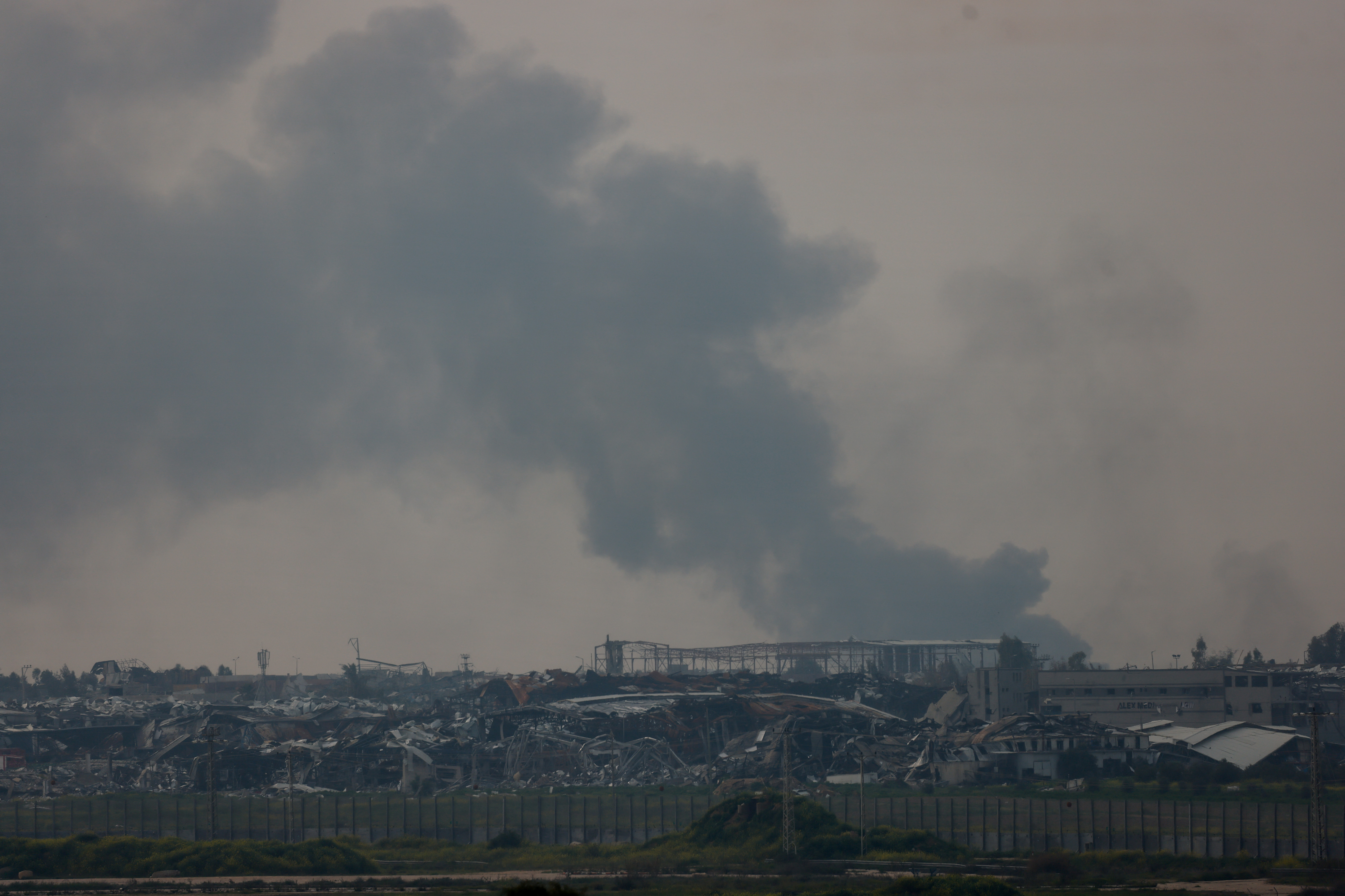 Smoke rises over the northern Gaza strip