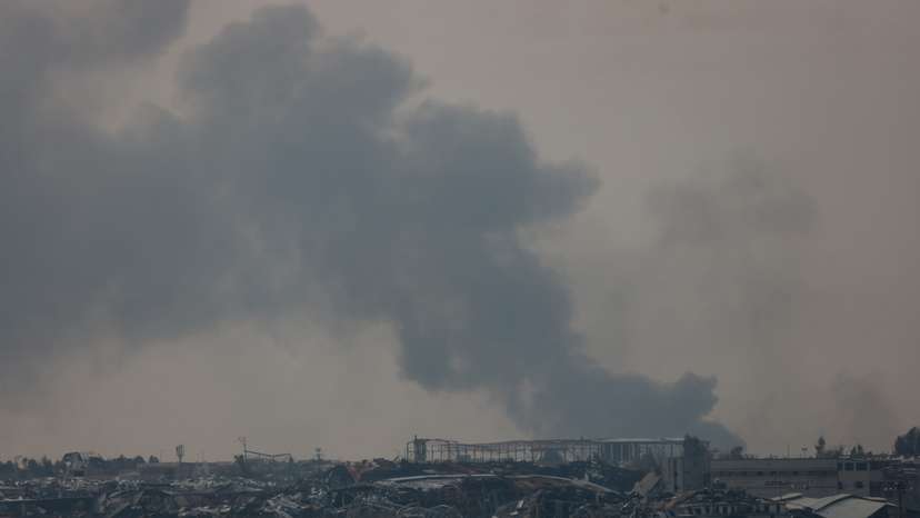 Smoke rises over the northern Gaza strip