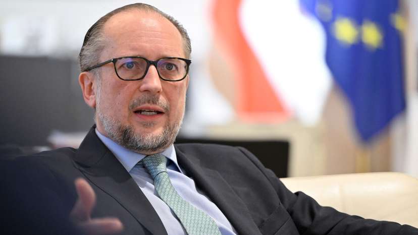 Austria's foreign minister Alexander Schallenberg attends an interview with Reuters in Vienna