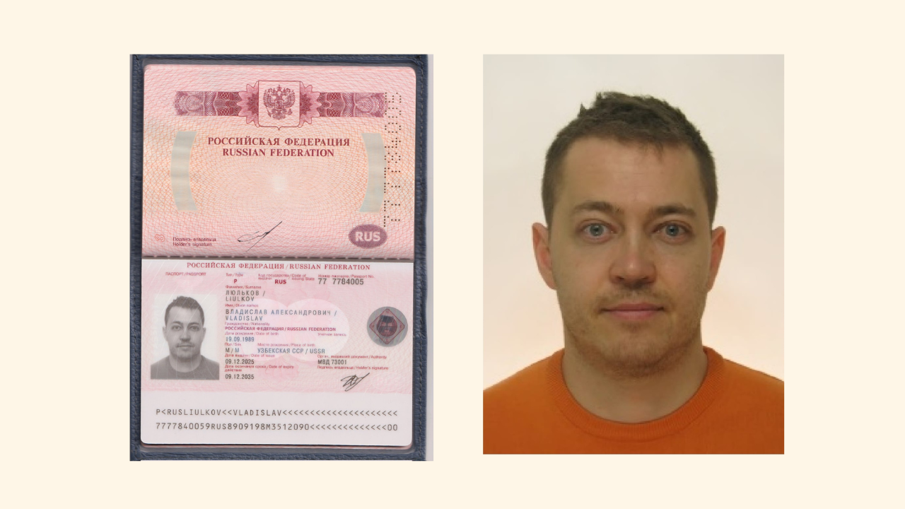 Image and passport of Vladislav Luilkov - the Russian national who is alleged to have engaged in non-consensual recording of ladies
