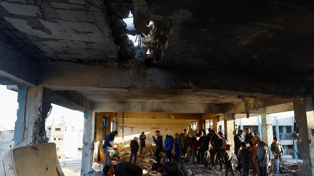 Aftermath of Israeli strikes in Khan Younis