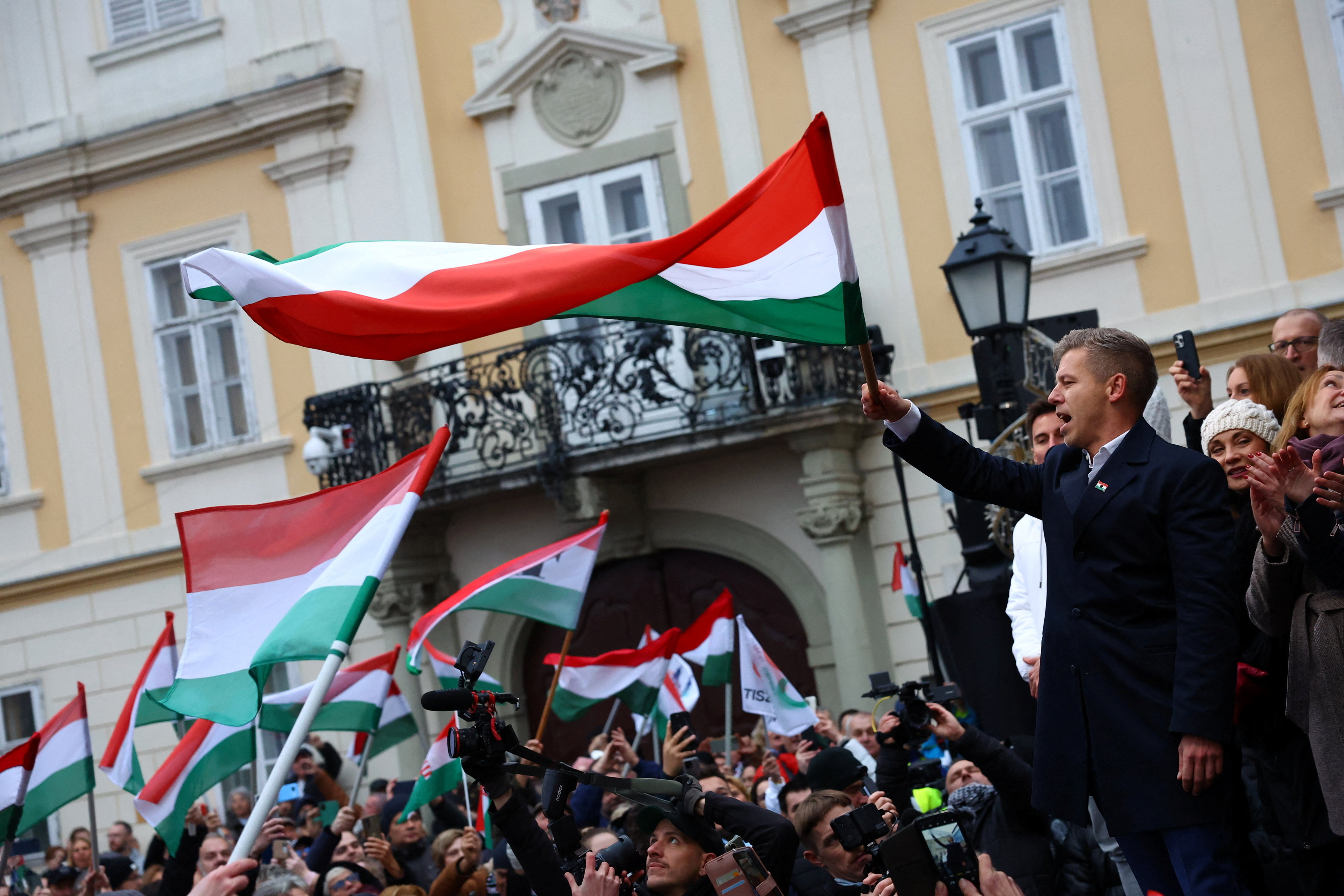 Magyar, leader of the opposition TISZA party, campaign tour in Gyor