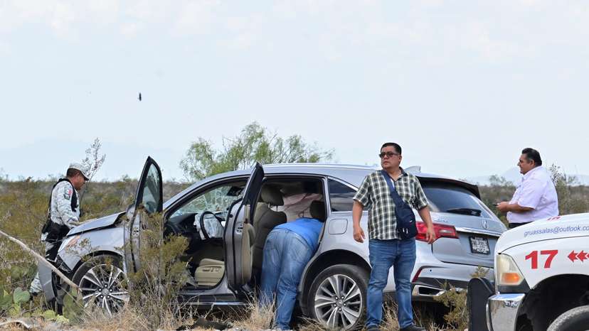 Scene of car crash involving a vehicle carrying members of President-elect Claudia Sheinbaum's team, in Monclova