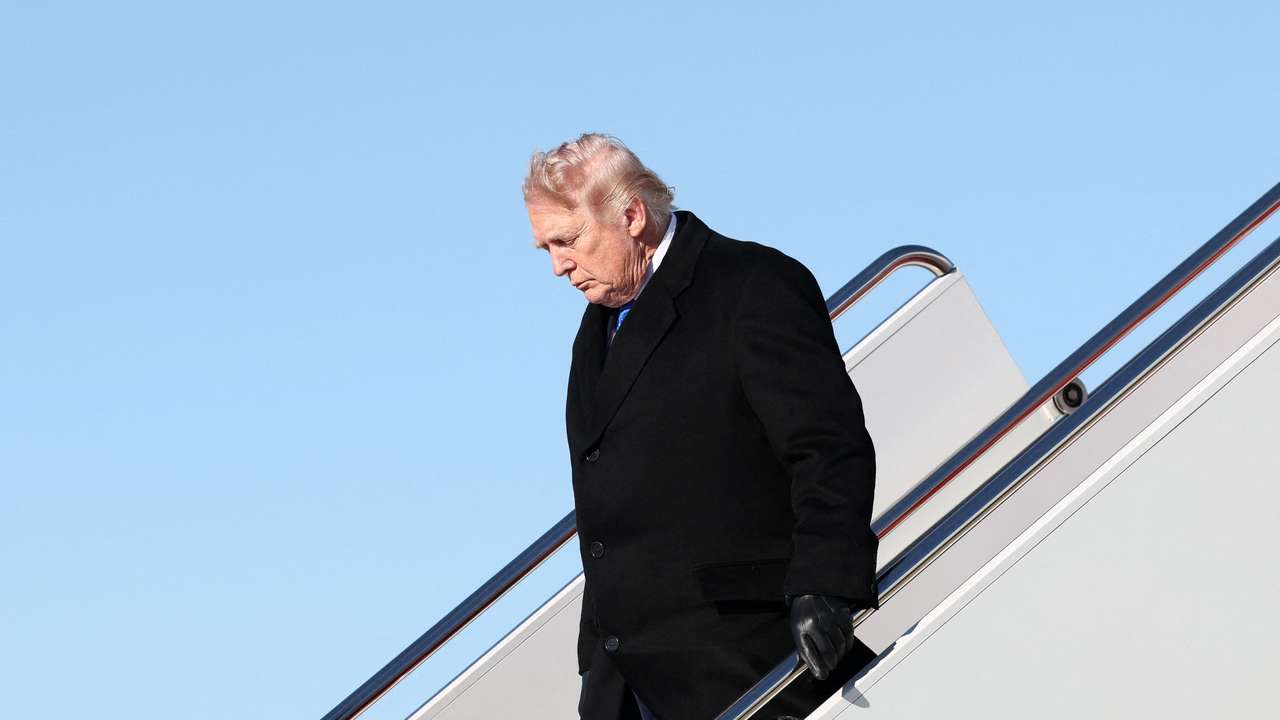 U.S. President Donald Trump arrives at Joint Base Andrews in Maryland