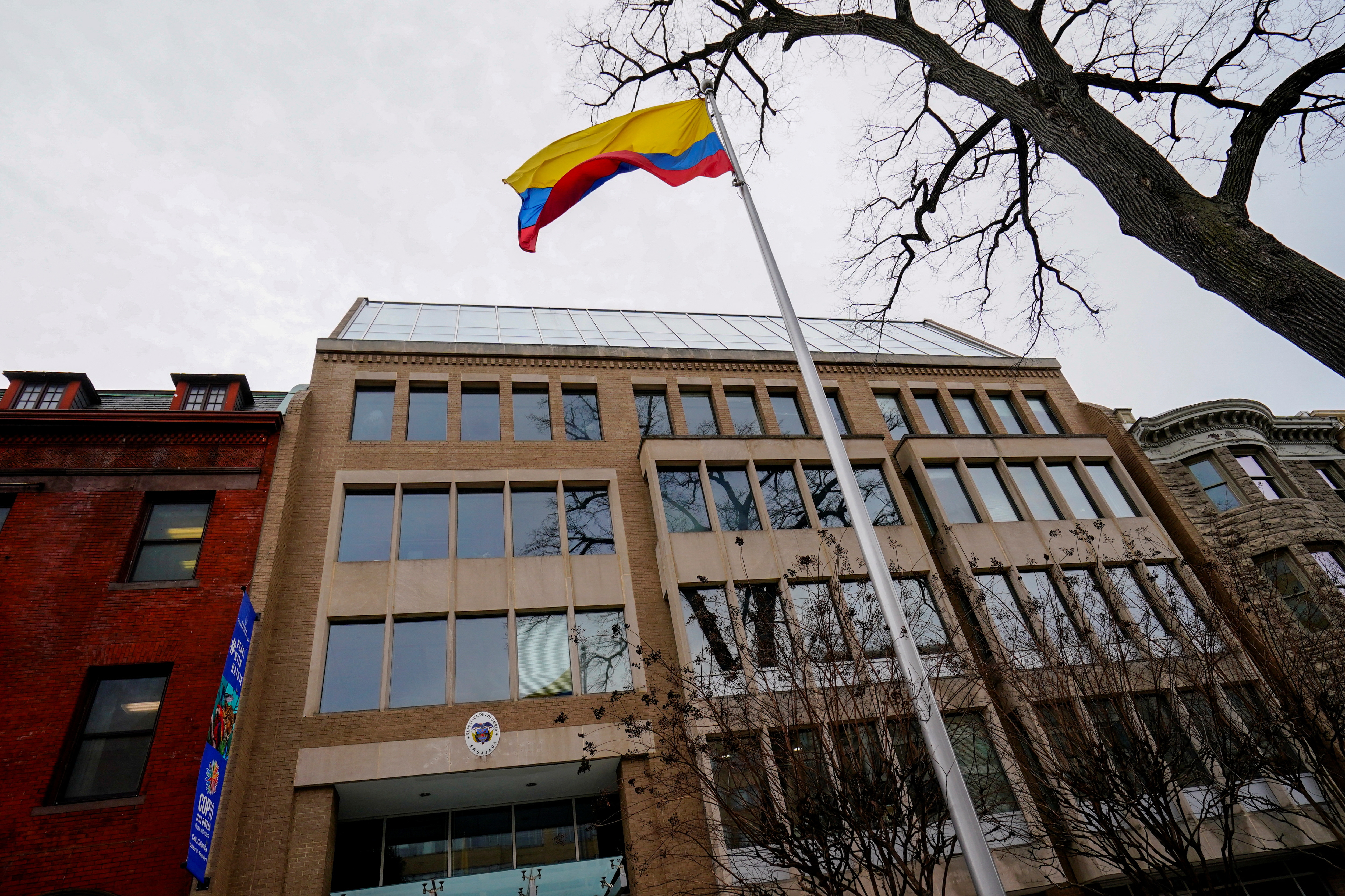 Colombia's embassy after U.S. President Trump said he would impose retaliatory measures