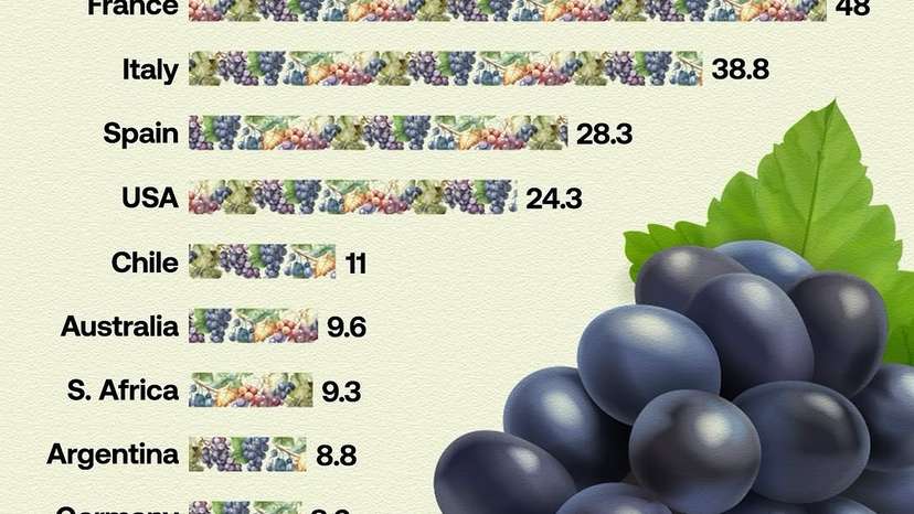 Wine has been a staple of human culture for thousands of years, yet its #production remains concentrated. Just four countries—France, Italy, Spain, and the U.S.—account for over 50% of global wine production, with