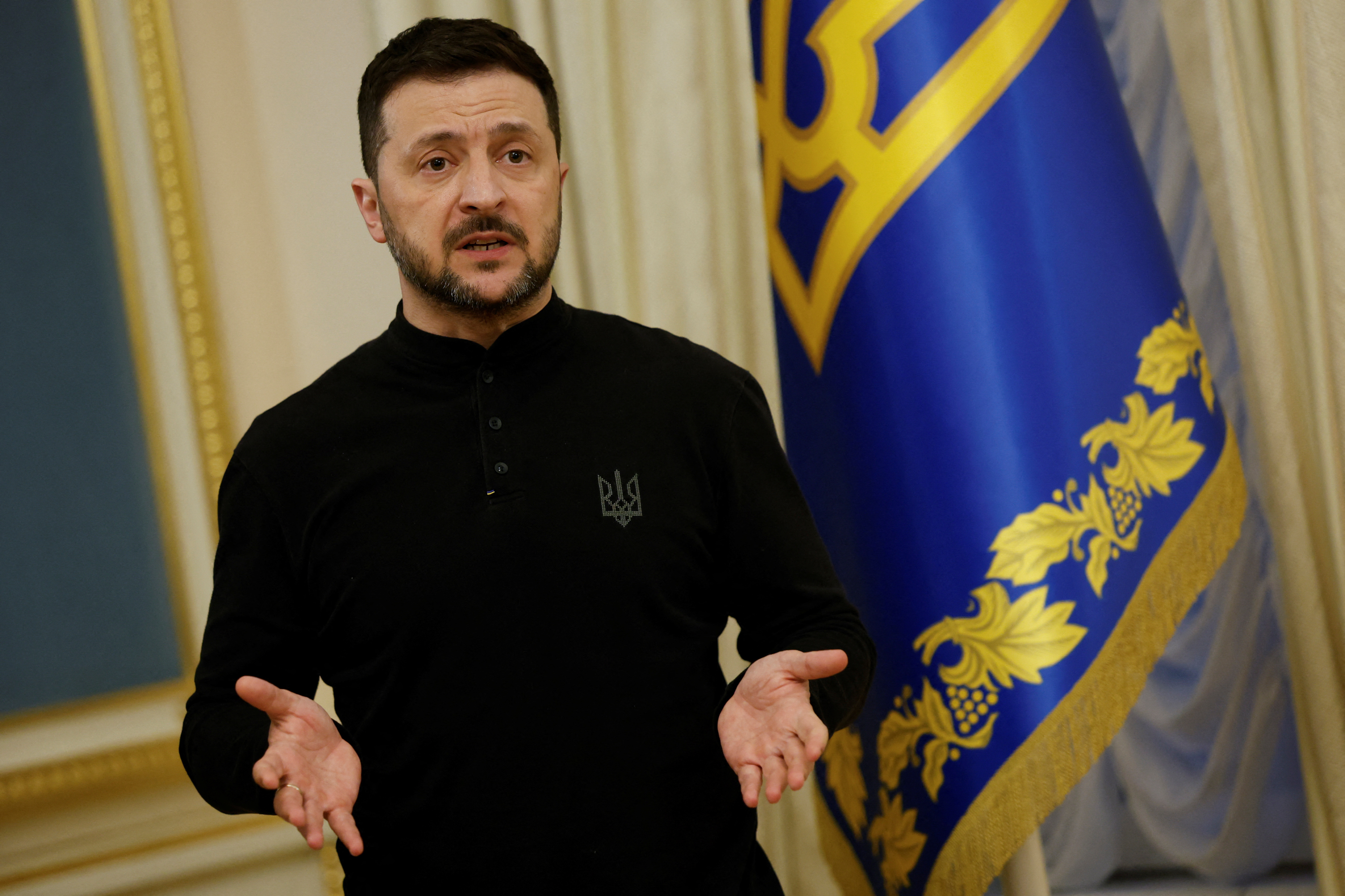 Ukraine's President Zelenskiy and German Foreign Minister Baerbock attend a joint press conference, in Kyiv