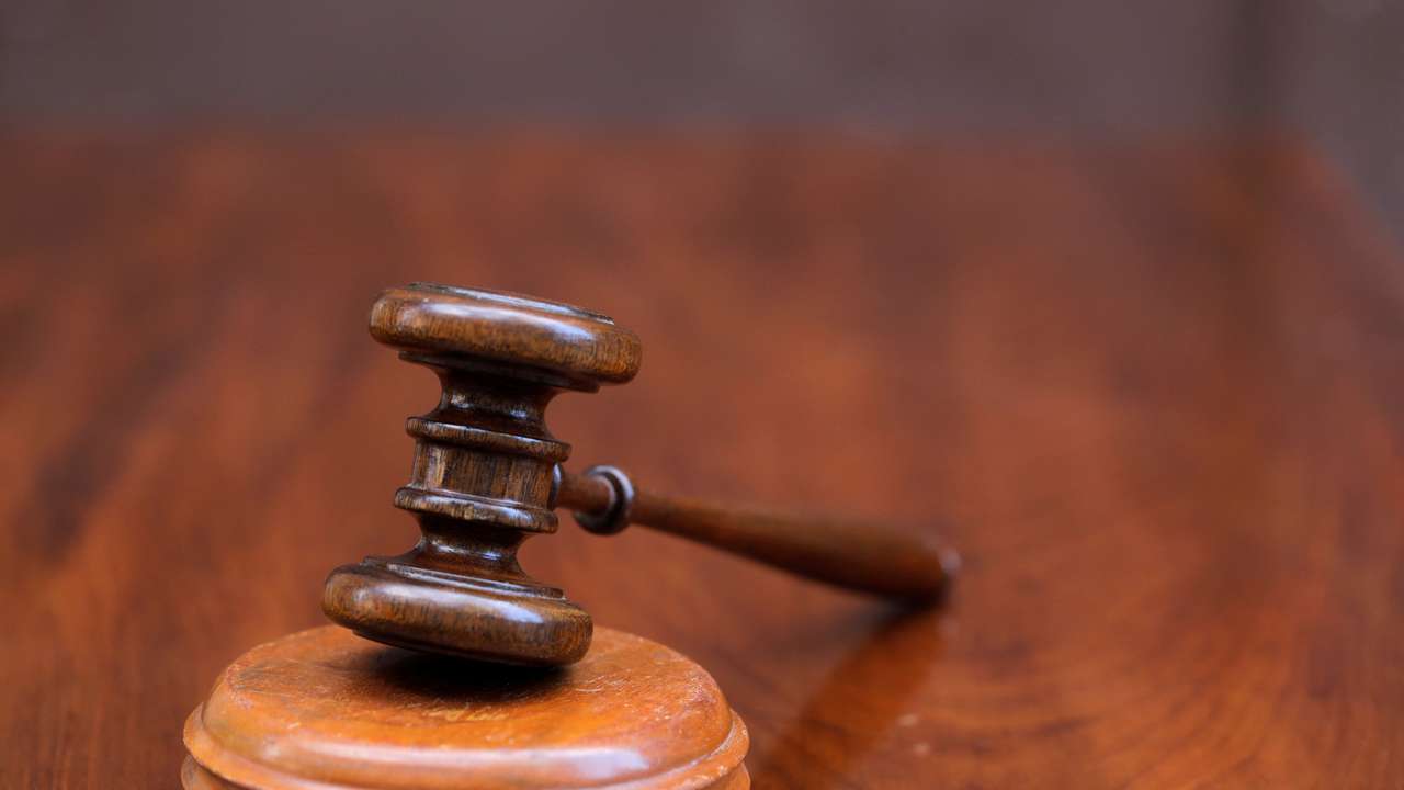 A gavel and a block is pictured at the George Glazer Gallery antique store in this illustration picture taken in Manhattan, New York City