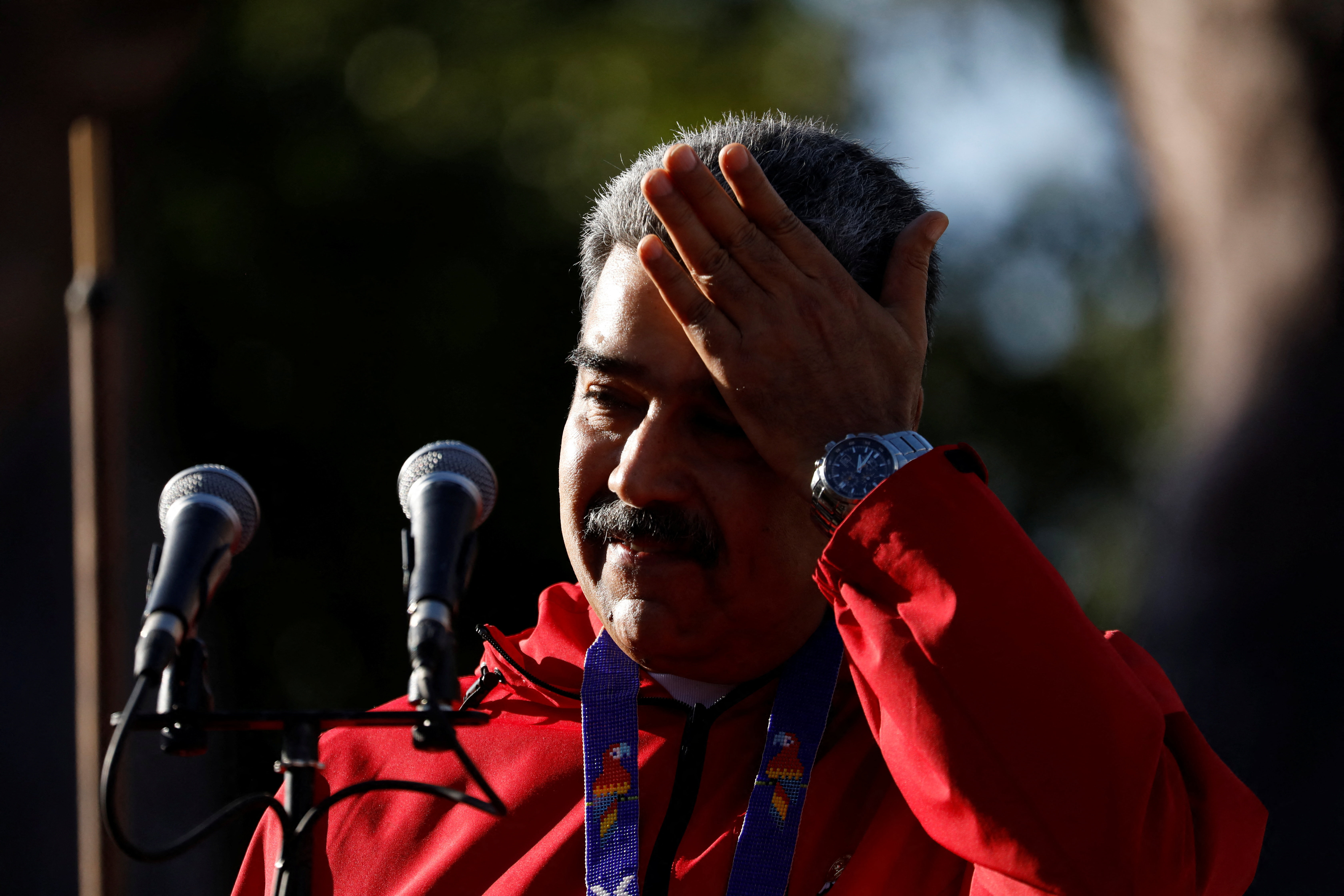 Venezuela's President Maduro participates in a demonstration to mark Indigenous Resistance Day, in Caracas