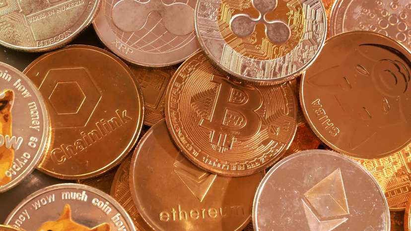 Illustration shows representation of cryptocurrencies