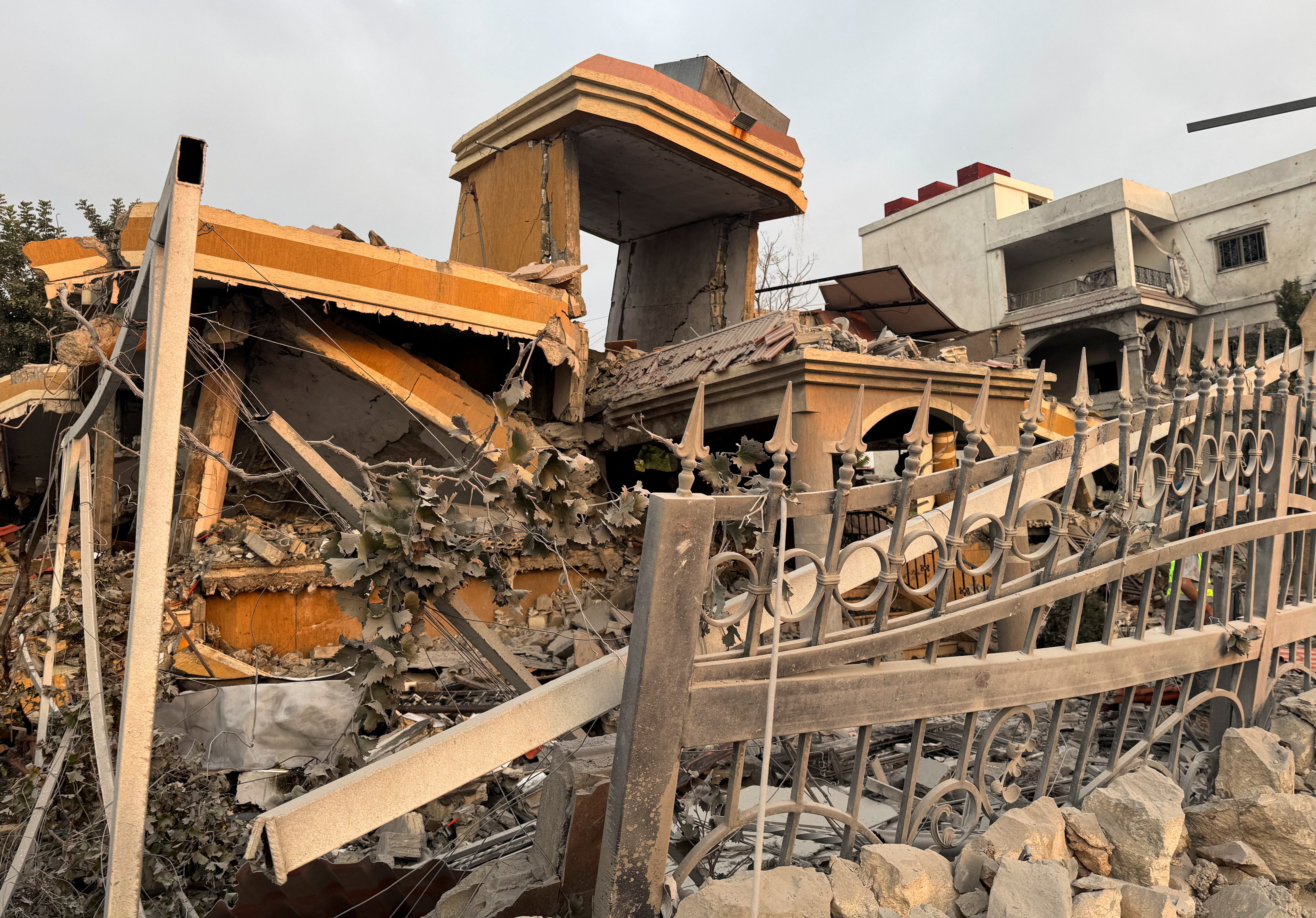 A view of a damaged building after Israeli strikes following Israeli military's evacuation orders, in Tayr Debba