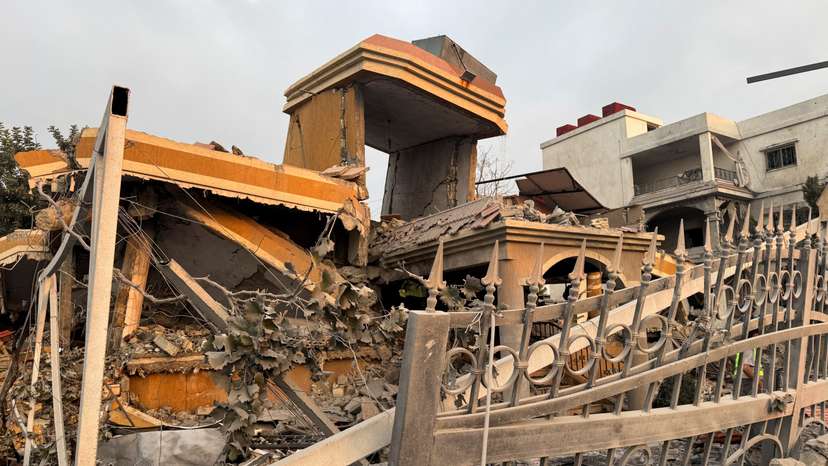 A view of a damaged building after Israeli strikes following Israeli military's evacuation orders, in Tayr Debba