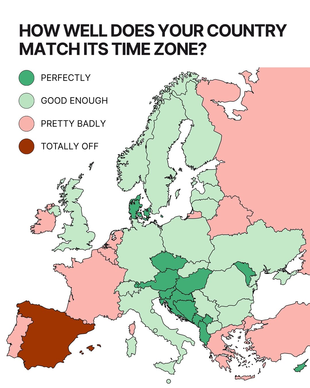 From countries that match the sun perfectly to others living in their own parallel timeline, thi