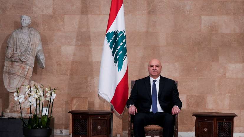 Lebanon's army chief Joseph Aoun sits at the presidential palace, after he was elected as the country's President, in Baabda