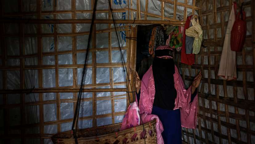Begum, 35-year-old mother of seven children, who is marrying off one of her daughters following the funding shortage, poses for a picture, in Cox's Bazar