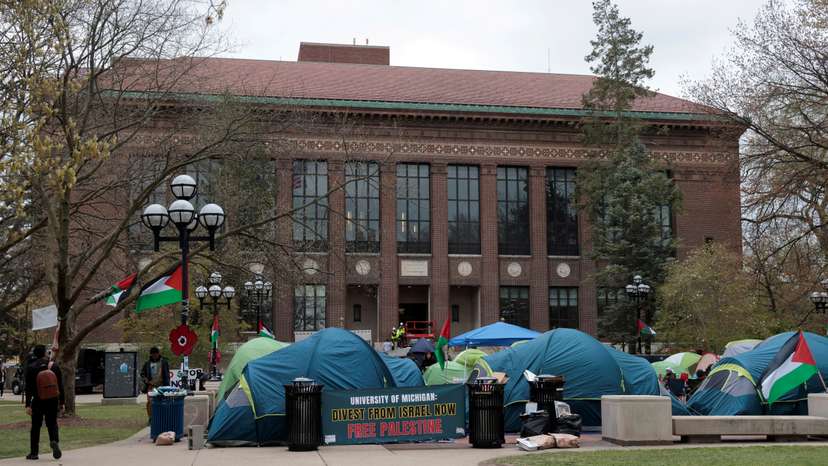 FILE PHOTO: College students protest on University of Michigan campus