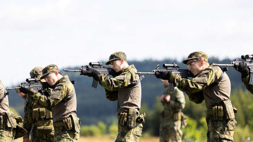 Voluntary military training for students, near Alberice village