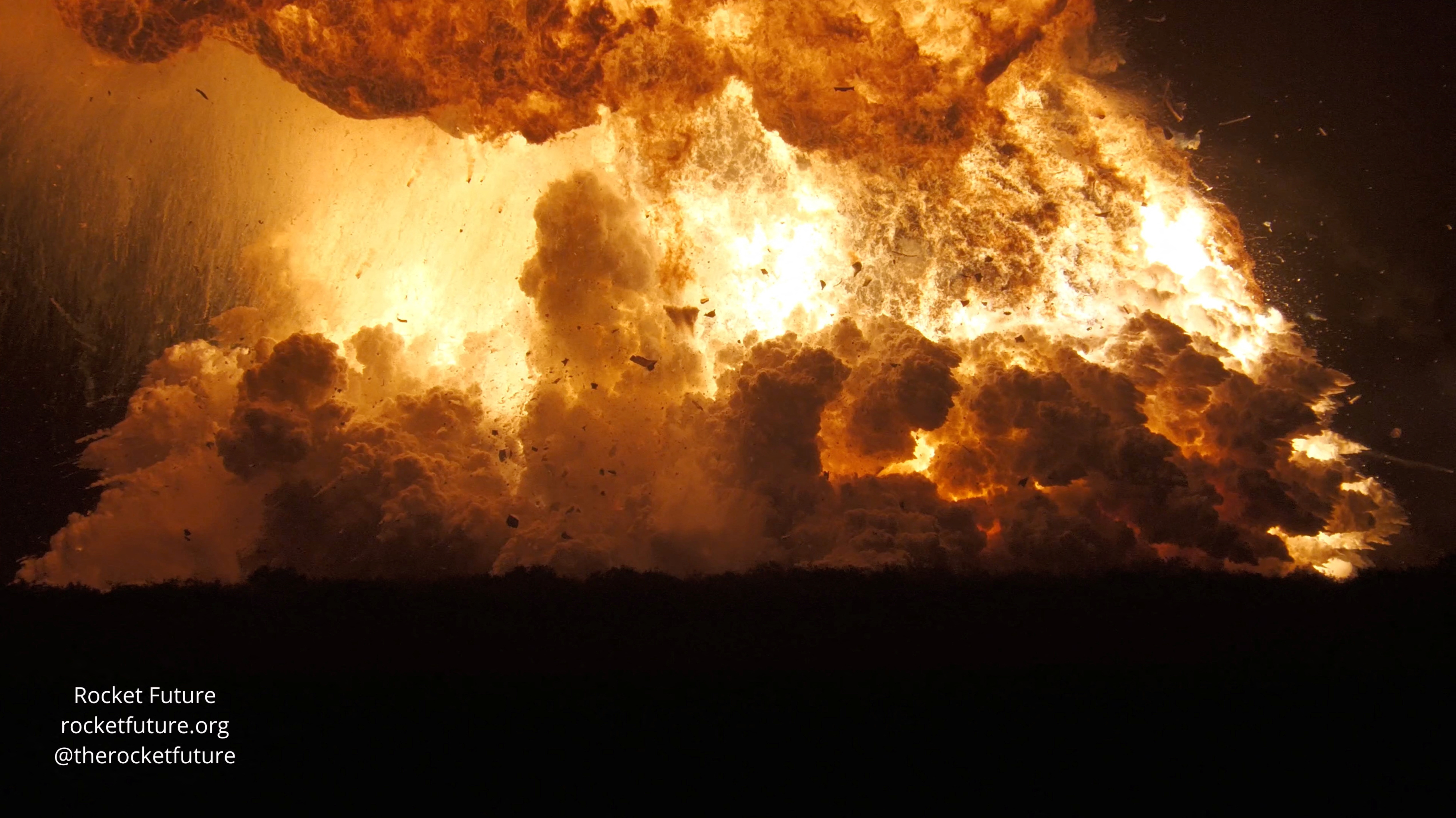 Flames rise as a SpaceX rocket explodes in Brownsville