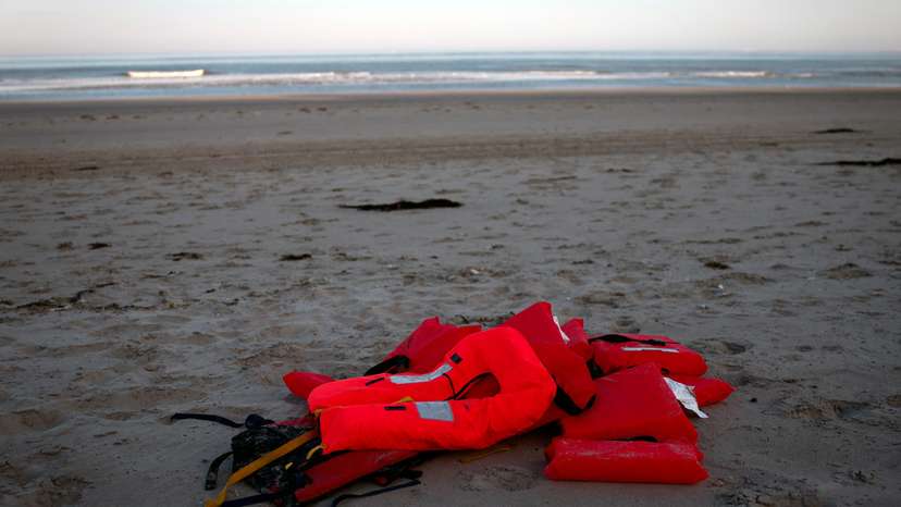 FILE PHOTO: Life jackets left behind by migrants trying to cross the English Channel