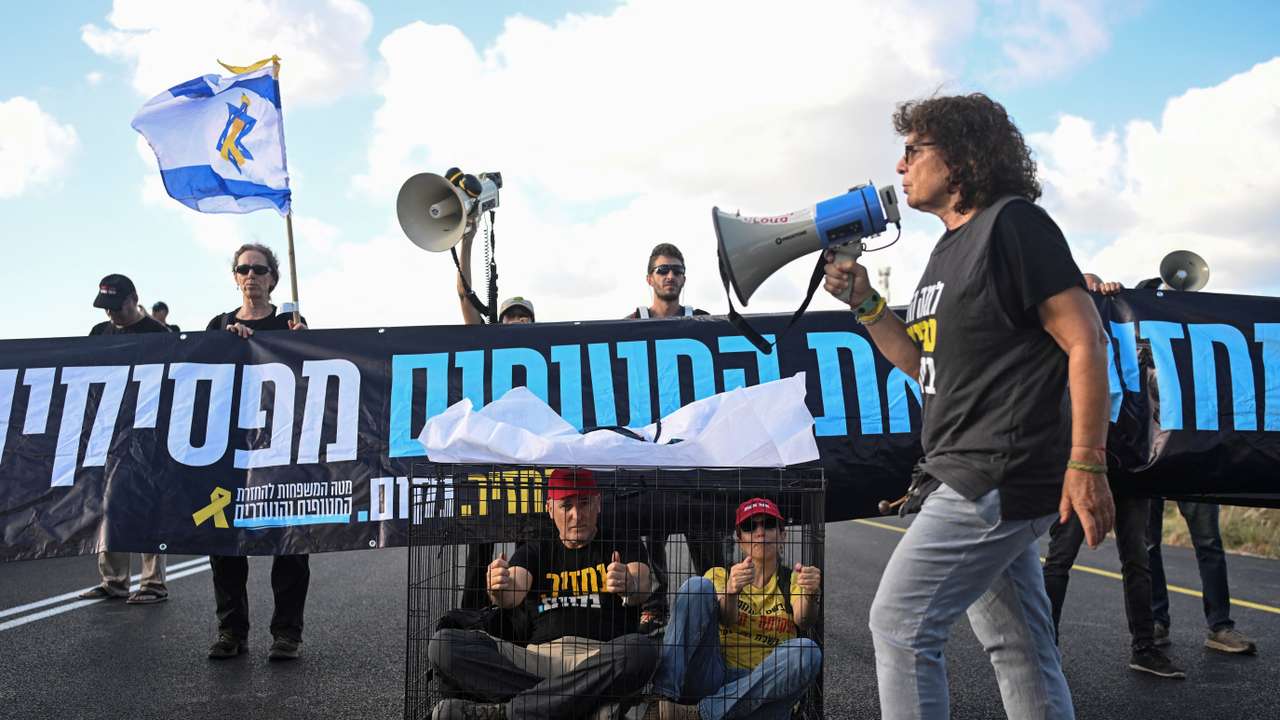 Protest demanding the immediate end of the war and the release of all hostages who were kidnapped during the deadly October 7, 2023 attack on Israel by Hamas