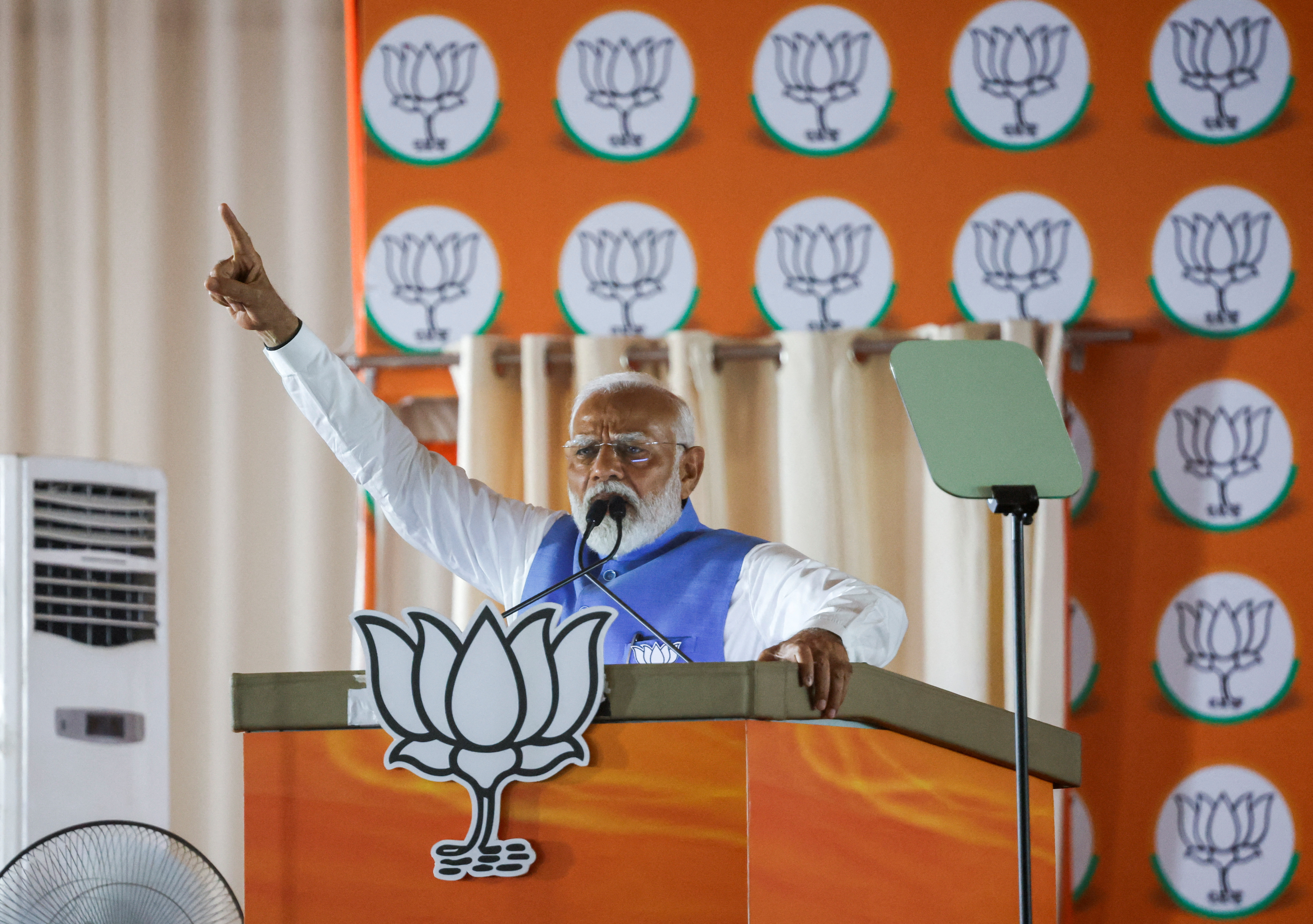 India's PM Modi hold a rally ahead of the sixth phase of election in New Delhi