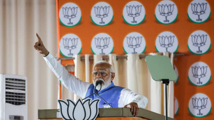 India's PM Modi hold a rally ahead of the sixth phase of election in New Delhi