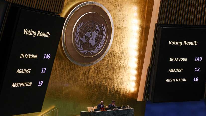 UN General Assembly votes on draft resolution demanding ceasefire in the Gaza Strip, in New York