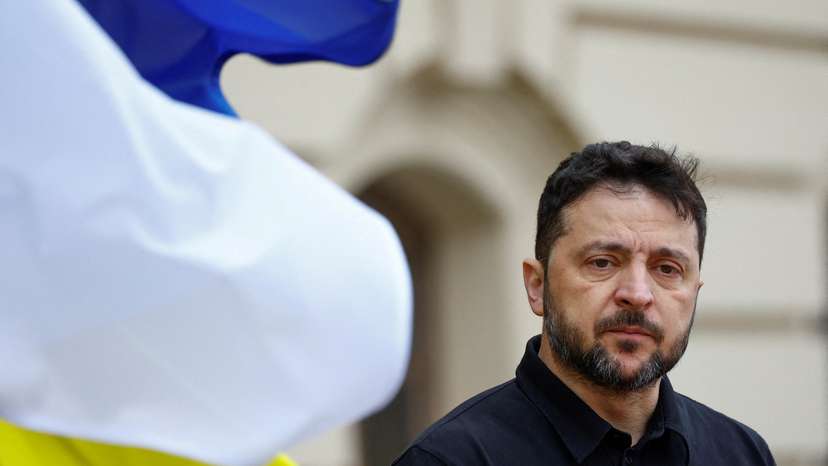 FILE PHOTO: Ukraine's President Zelenskiy waits to welcome Cyprus' President Christodoulides in Kyiv