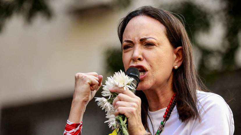 FILE PHOTO: Venezuela opposition leader Machado appears at protest