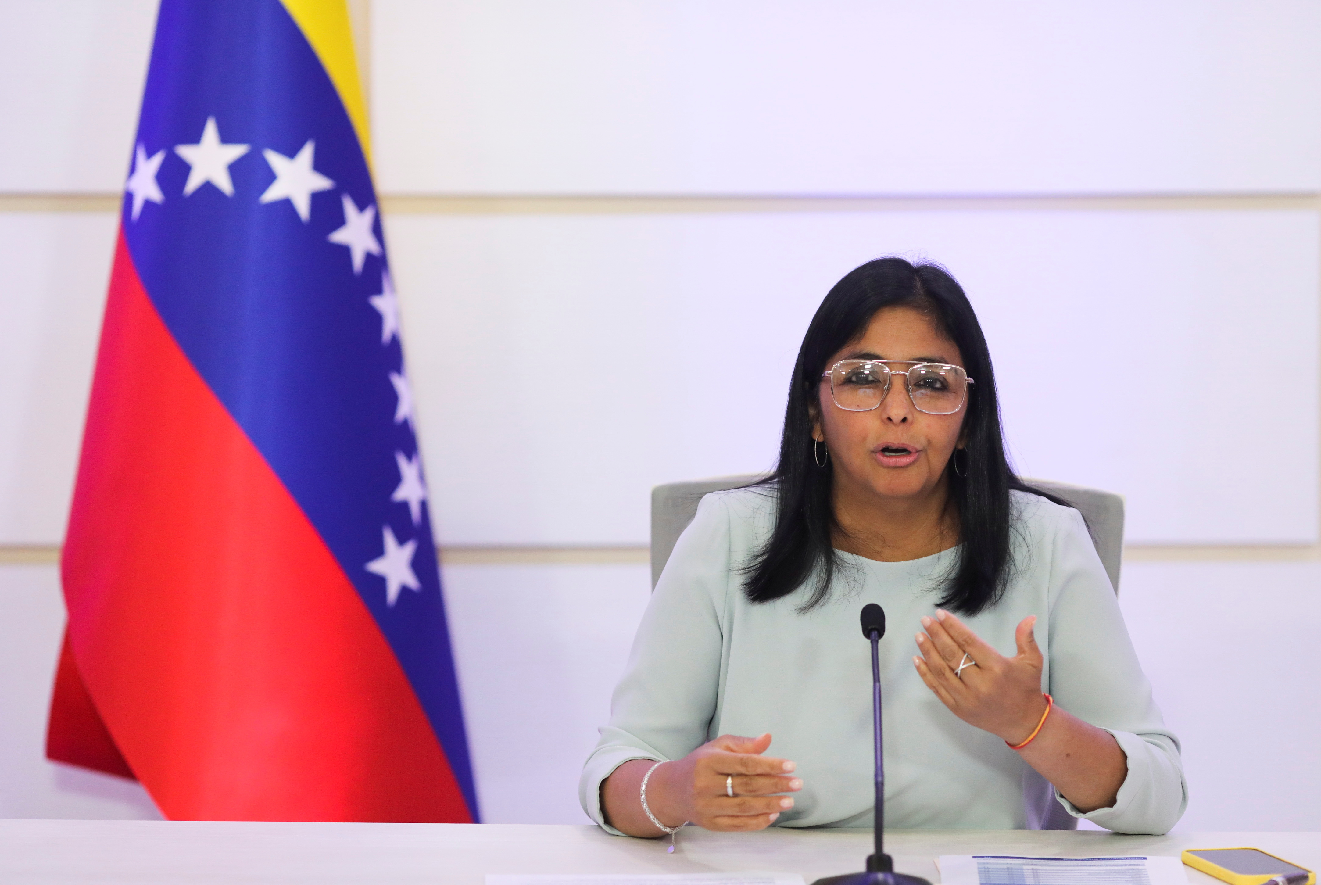 Venezuela's VP Rodriguez holds news conference in Caracas