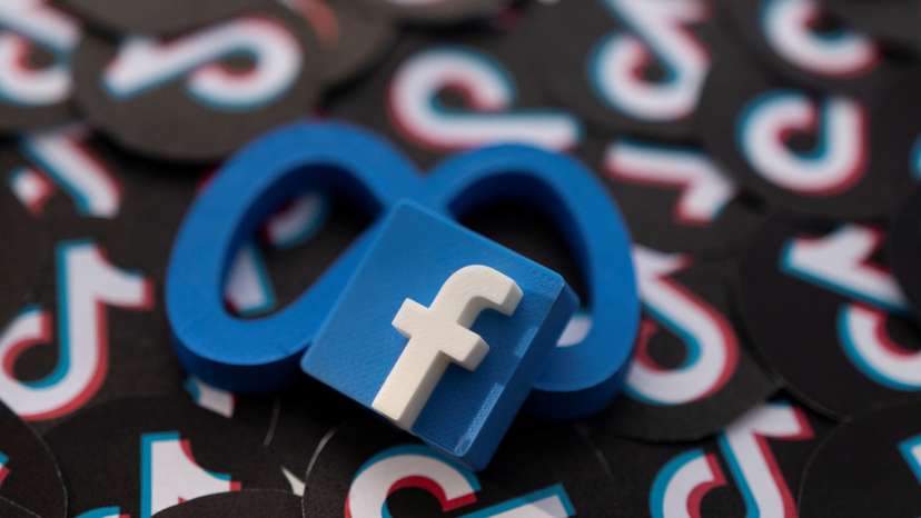 Illustration shows Facebook, Meta and TikTok logos