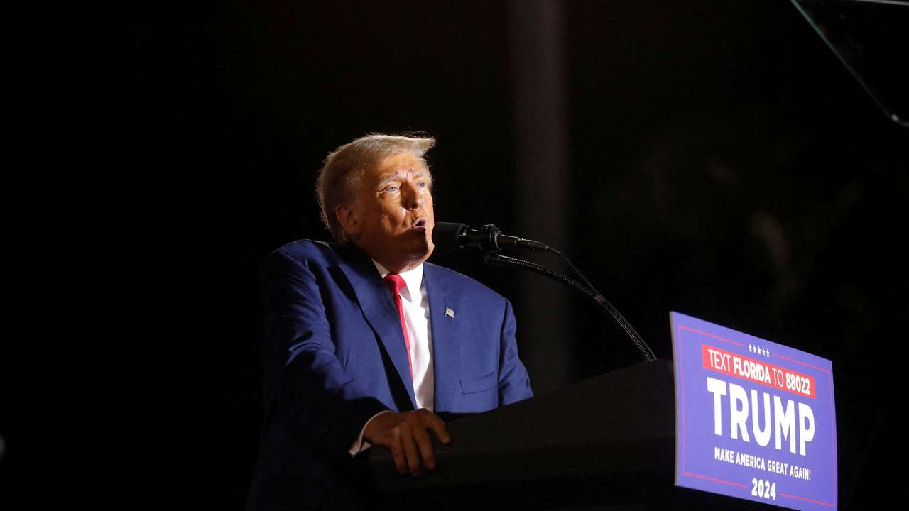 FILE PHOTO: Former U.S. President Donald Trump holds a campaign rally in Hialeah