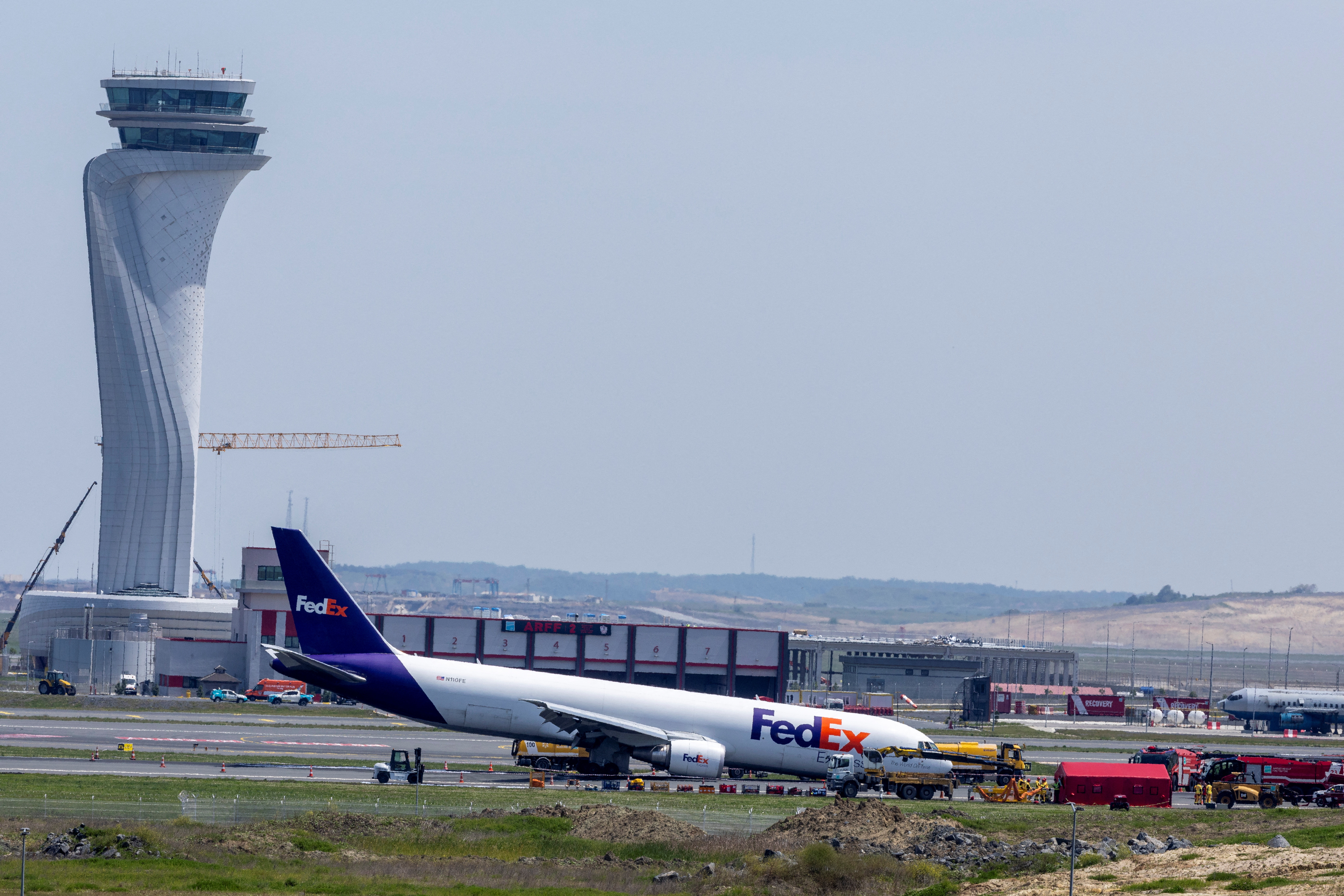 Boeing cargo plane lands in Istanbul without front wheels