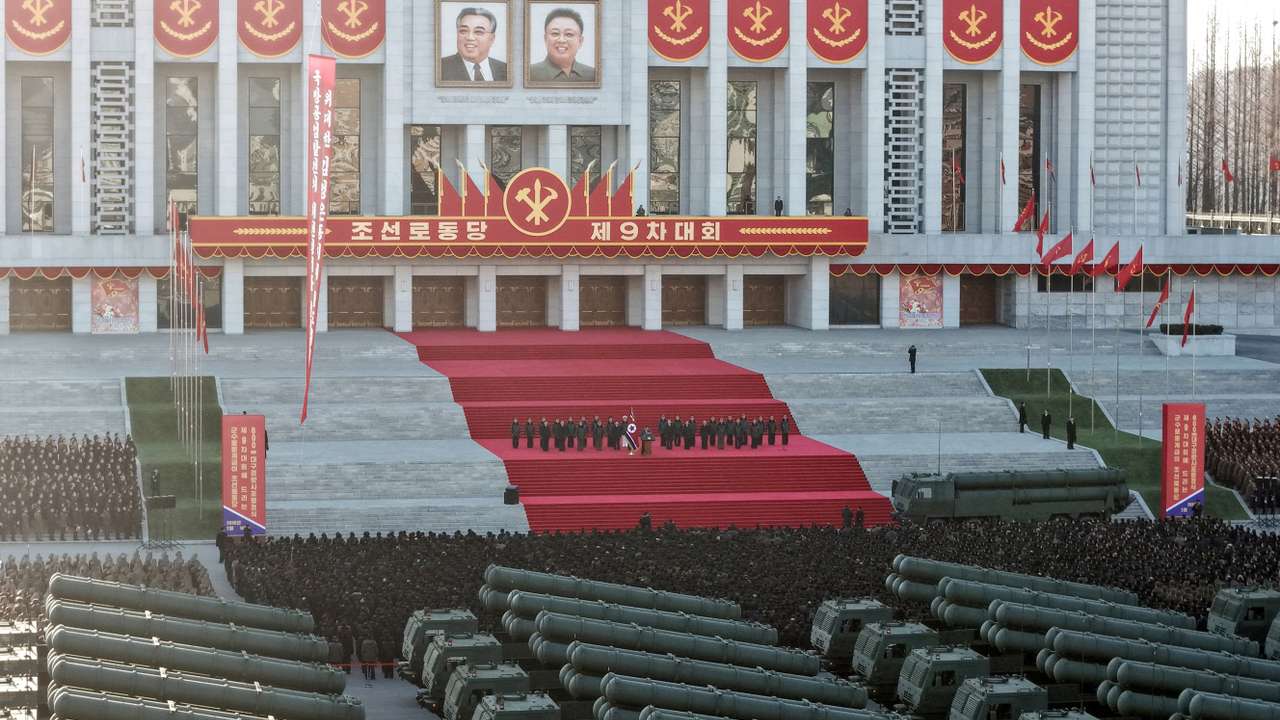 Presentation ceremony of 600mm-calibre multiple rocket launchers in Pyongyang