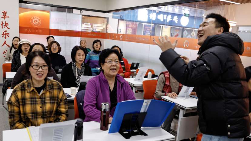 Woman attend a singing class at Mama Sunset, in Beijing