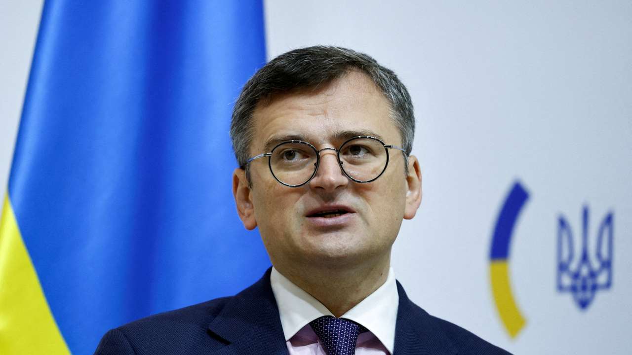 FILE PHOTO: Ukrainian Foreign Minister Kuleba attends a news conference in Kyiv