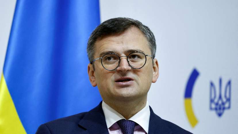 FILE PHOTO: Ukrainian Foreign Minister Kuleba attends a news conference in Kyiv