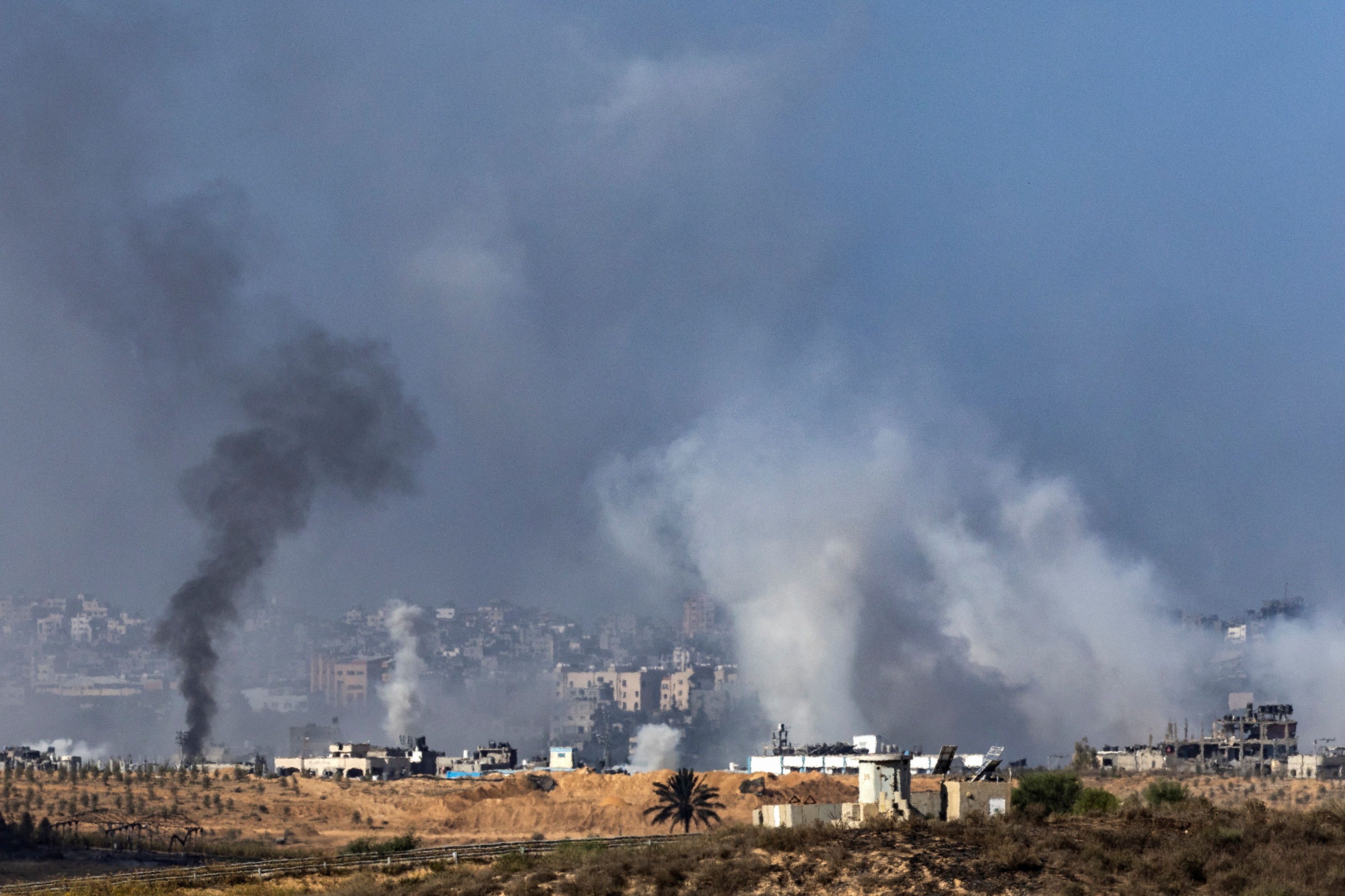 Smoke rises over Gaza as seen from Southern Israel, amid the ongoing conflict between Israel and Palestinian group Hamas