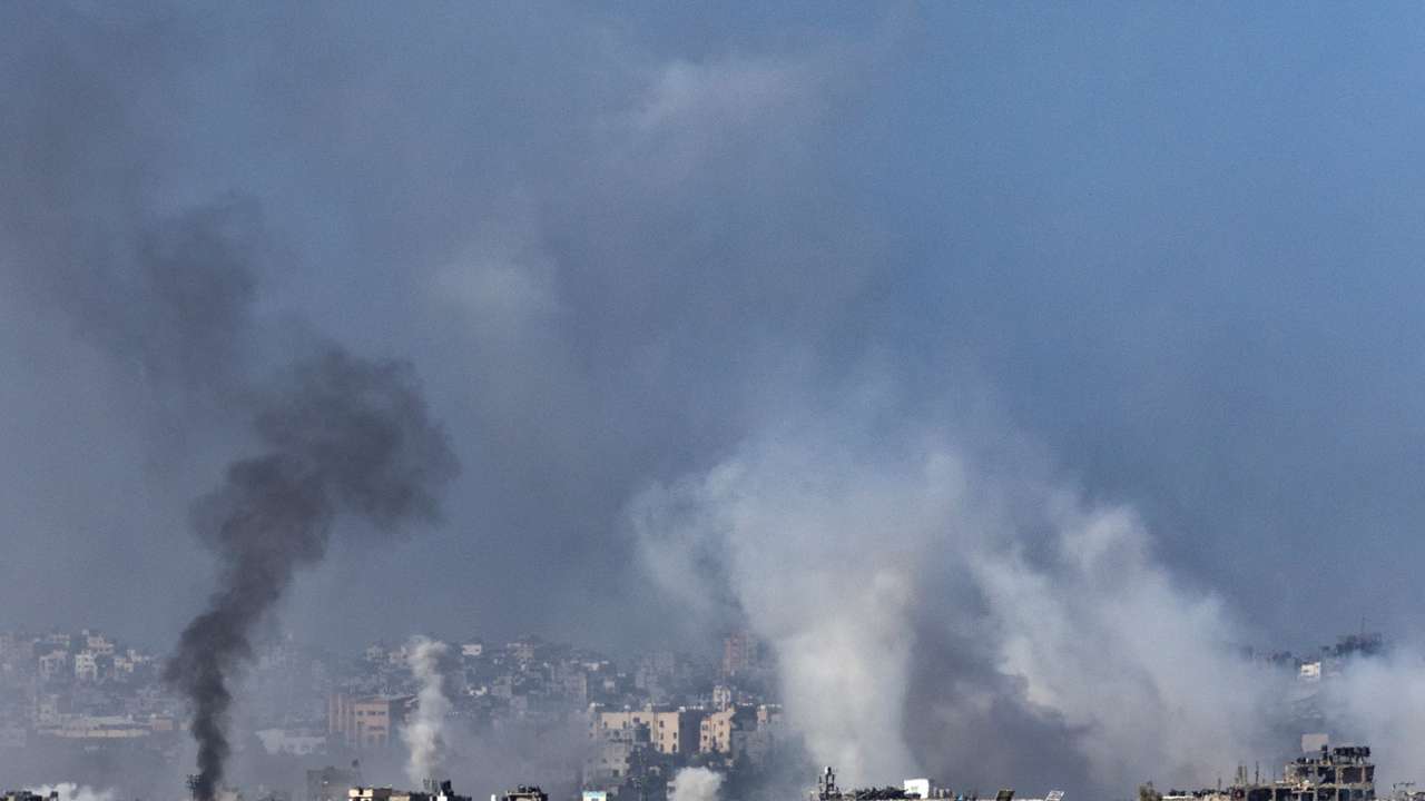 Smoke rises over Gaza as seen from Southern Israel, amid the ongoing conflict between Israel and Palestinian group Hamas