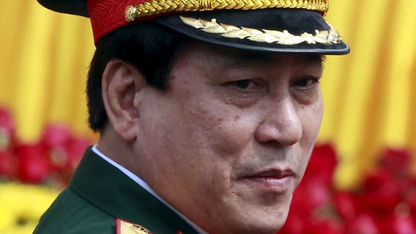 Luong Cuong is seen before a welcoming ceremony for Bounnhang Vorachit at the Presidential Palace in Hanoi