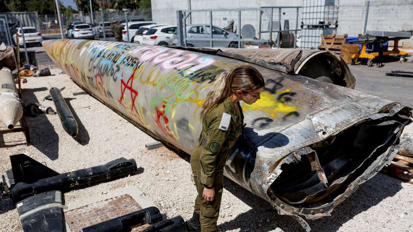 Israel's military displays Iranian ballistic missile and Hezbollah weapons in Julis army base